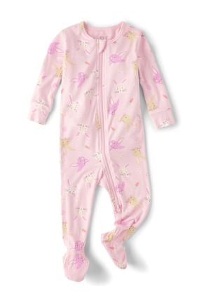 Baby & Toddler Girls Long Sleeve Easter Footed Onesie, Sizes NB-5T