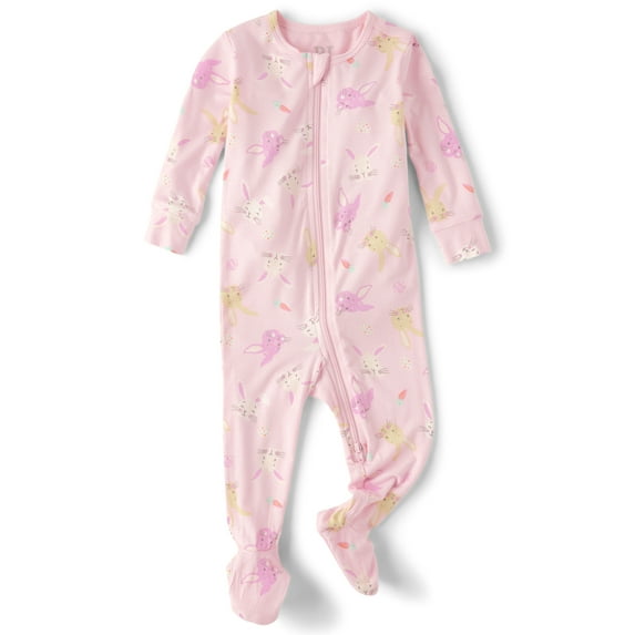 The Children's Place Baby & Toddler Girls Long Sleeve Easter Footed Onesie, Sizes NB-5T