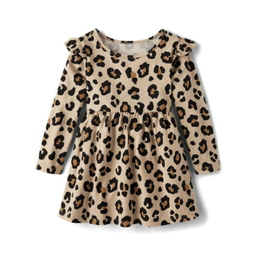 The Children's Place Baby & Toddler Girls Long Sleeve Flutter Dress, Sizes 6M-5T