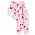 thumbnail image 1 of The Children's Place Baby Toddler Girls Long Sleeve Heart Print PJs, Sizes NB-6T, 1 of 3