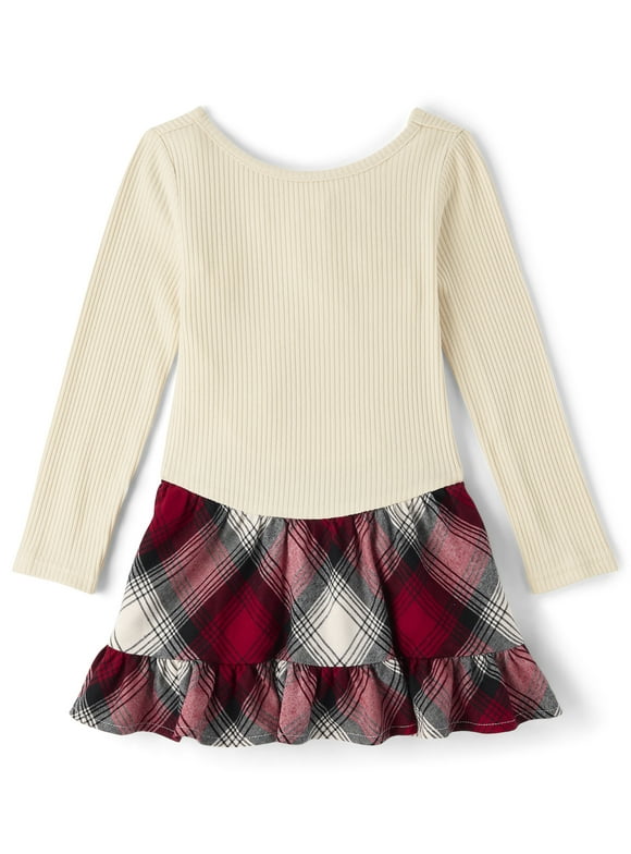 Baby & Toddler Girls Long Sleeve Plaid Drop Waist Dress, Sizes 6M-5T