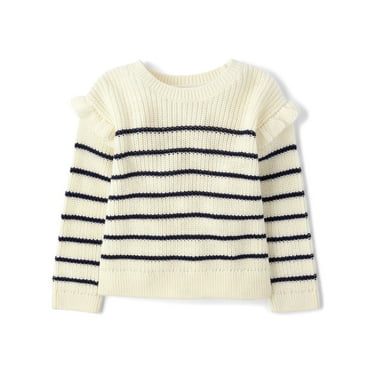 The Children's Place Baby Toddler Girls Long Sleeve Ruffle Sweater, Sizes 12M-5T