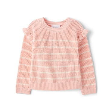 The Children's Place Baby Toddler Girls Long Sleeve Ruffle Sweater, Sizes 12M-5T