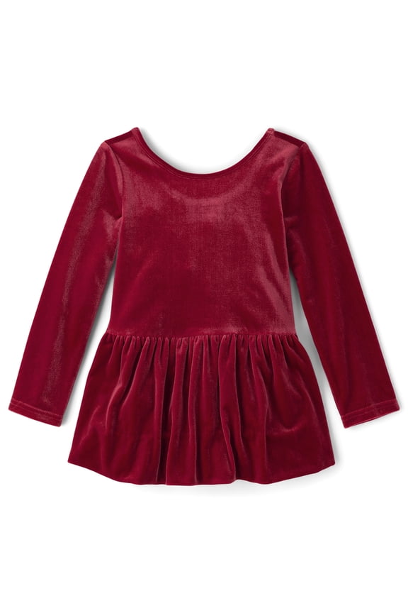 Baby & Toddler Girls Long Sleeve Velour Bubble Dress, Sizes 6M-5T