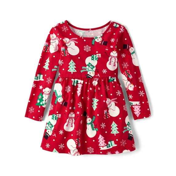 The Children's Place Baby & Toddler Girls Long Sleeve X-Mas Dress, Sizes 6M-5T
