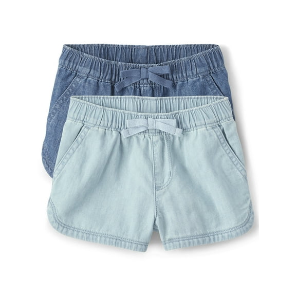 The Children's Place Baby Toddler Girls Pull-On Denim Dolphin Short, 2-Pack, Sizes 12M-5T