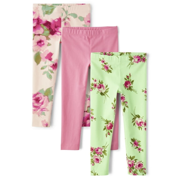 The Children's Place Baby & Toddler Girls Pull-On Leggings, 3-Pack, Sizes 6M-5T