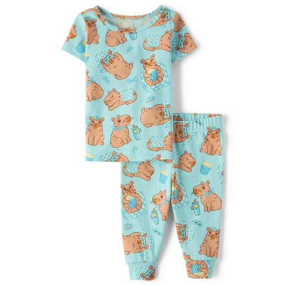The Children's Place Baby & Toddler Girls Short Sleeve Capybara Snug Fit PJs, Sizes NB-6T