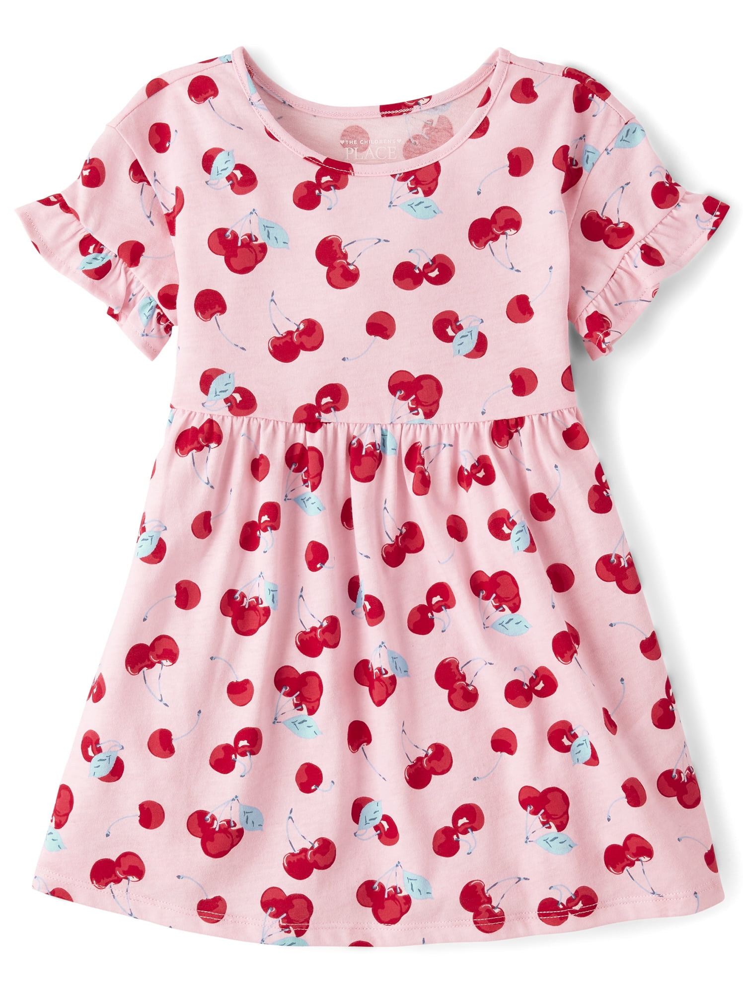 The Children's Place Baby & Toddler Girls Short Sleeve Cherry Babydoll Dress, Sizes 6M-5T