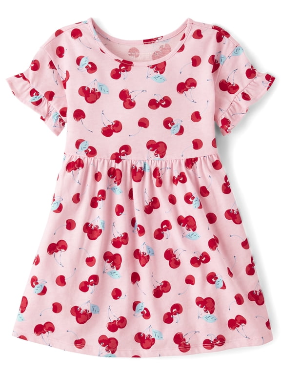 Baby & Toddler Girls Short Sleeve Cherry Babydoll Dress, Sizes 6M-5T