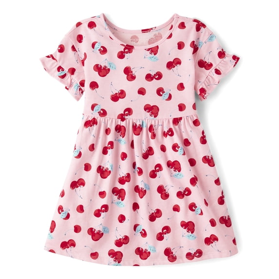 The Children's Place Baby & Toddler Girls Short Sleeve Cherry Babydoll Dress, Sizes 6M-5T