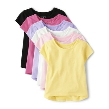 The Children's Place Baby Toddler Girls Short Sleeve Everyday Tee, 6-Pack, Sizes 12M-5T
