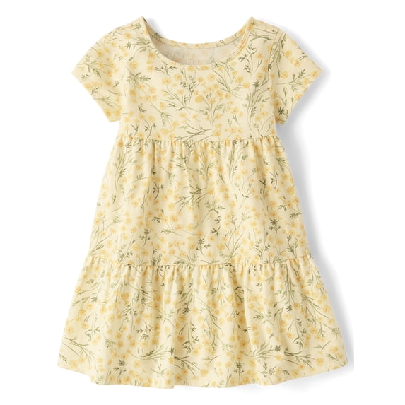 The Children's Place Baby & Toddler Girls Short Sleeve Floral Tiered Dress, Sizes 6M-5T