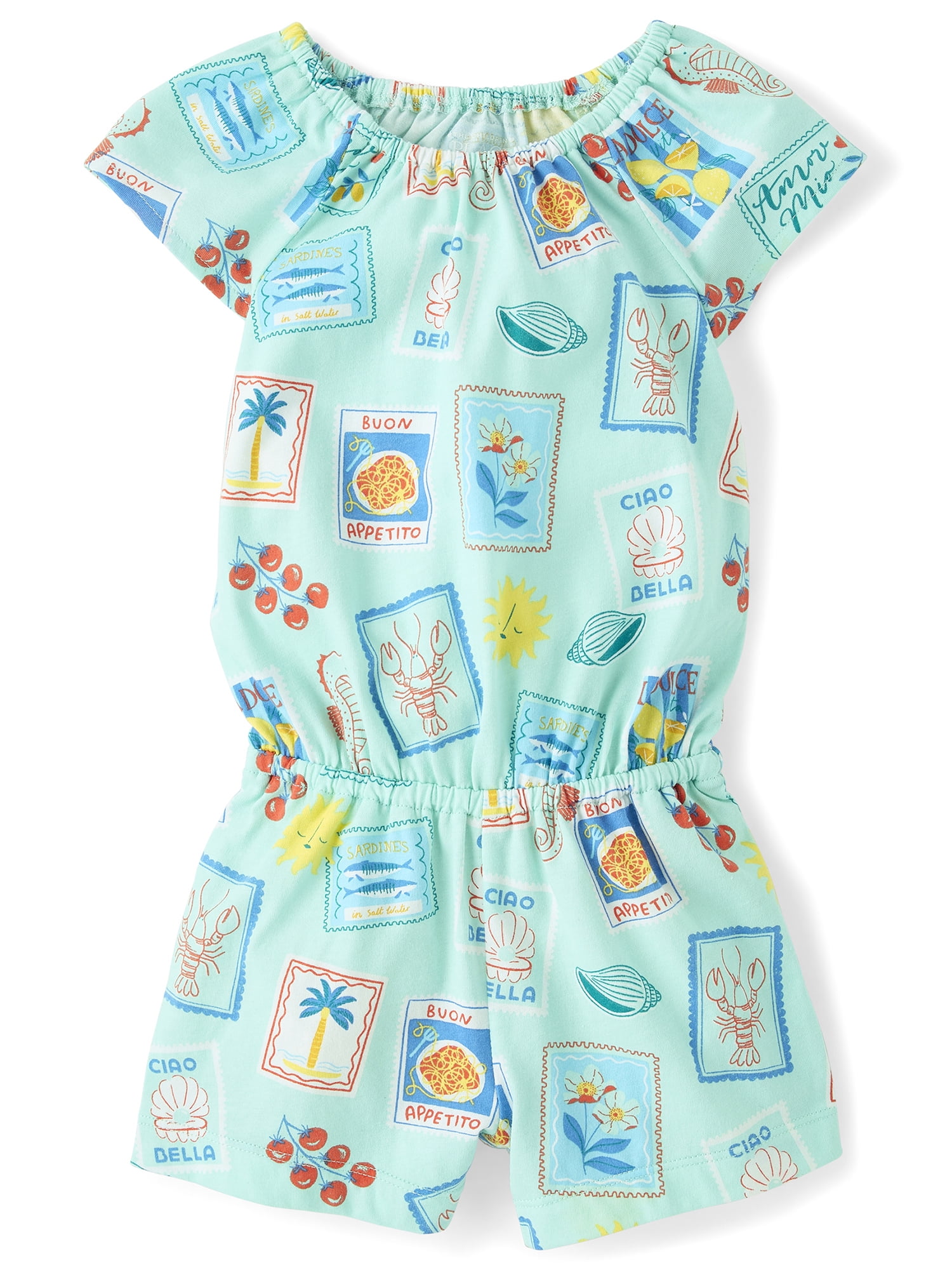 The Children's Place Baby & Toddler Girls Short Sleeve Flutter Romper, Sizes 6M-5T