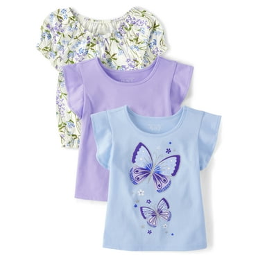 The Children's Place Baby Toddler Girls Short Sleeve Knit Tee, 3-Pack, Sizes 12M-5T