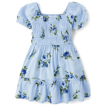 The Children's Place Baby Toddler Girls Short Sleeve Ruffle Dress, Sizes 6M-5T