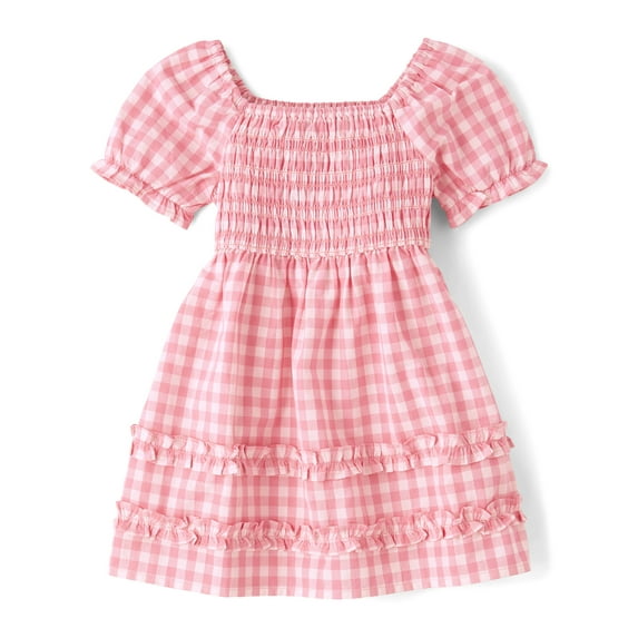 The Children's Place Baby Toddler Girls Short Sleeve Smocked Dress, Sizes 6M-5T
