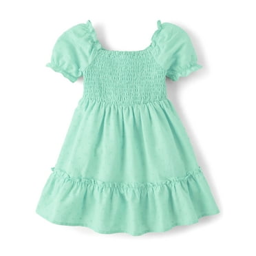 The Children's Place Baby Toddler Girls Short Sleeve Smocked Dress, Sizes 6M-5T