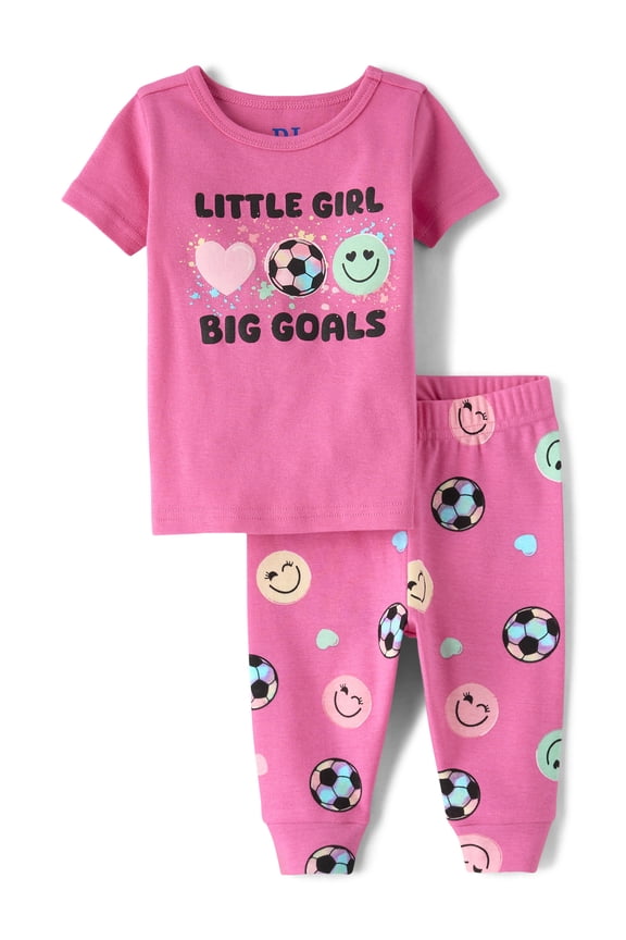 Baby & Toddler Girls Short Sleeve Soccer Goals PJs, Sizes NB-6T