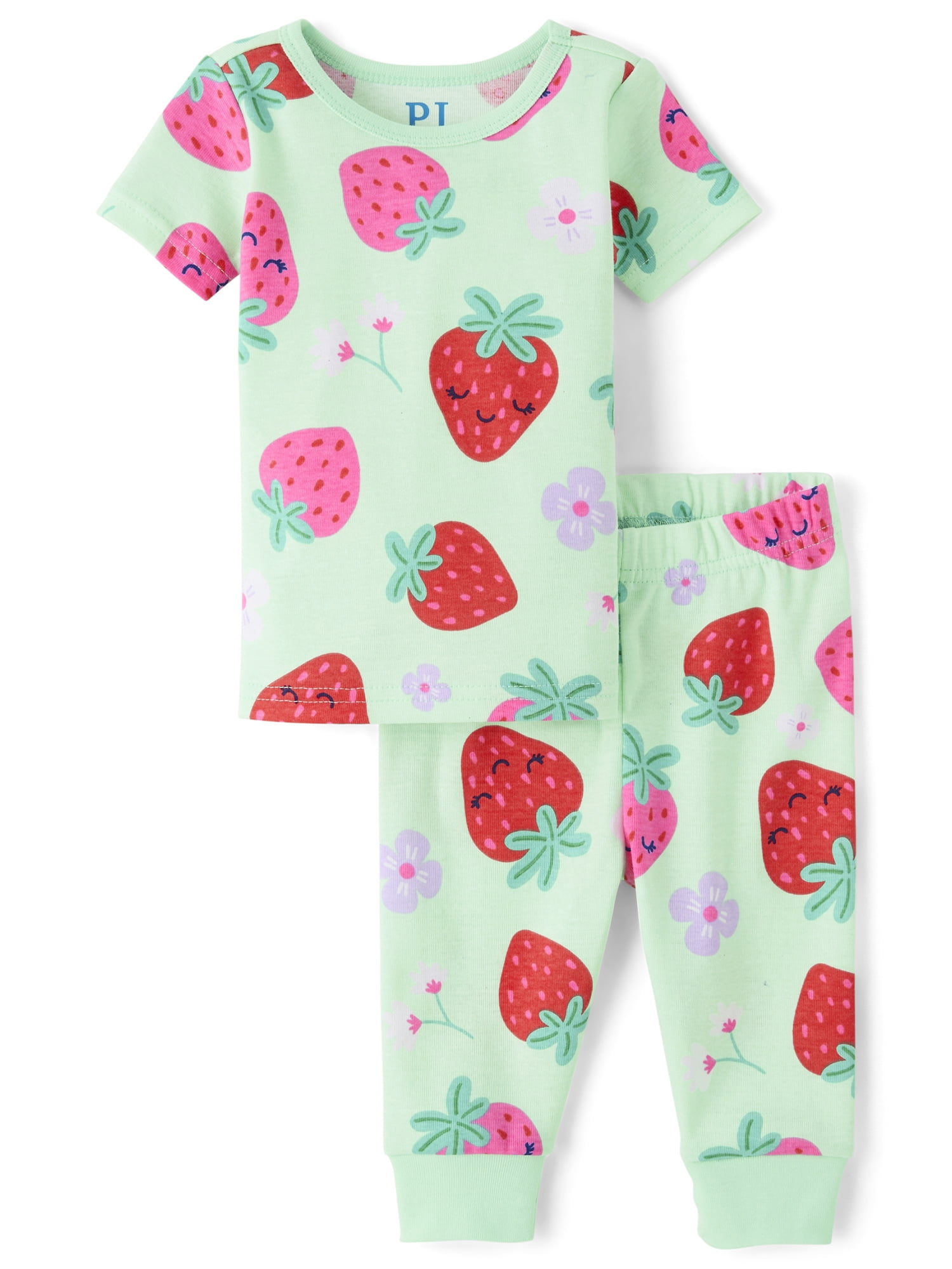 The Children's Place Baby & Toddler Girls Short Sleeve Strawberries Snug Fit PJ, Sizes NB-6T