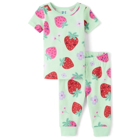 The Children's Place Baby & Toddler Girls Short Sleeve Strawberries Snug Fit PJ, Sizes NB-6T