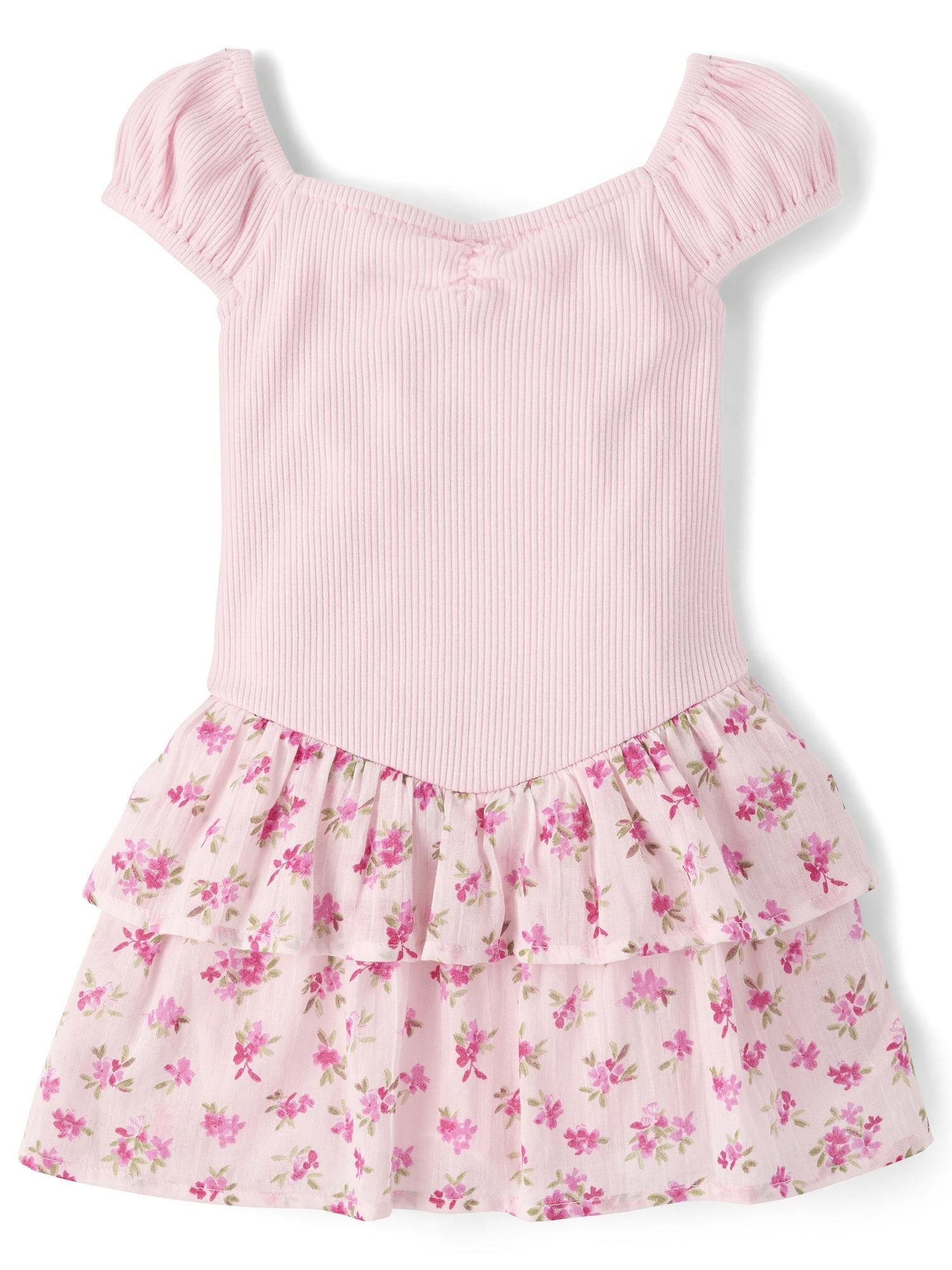 The Children's Place Baby & Toddler Girls Short Sleeve Tiered V-Waist Dress, Sizes 6M-5T
