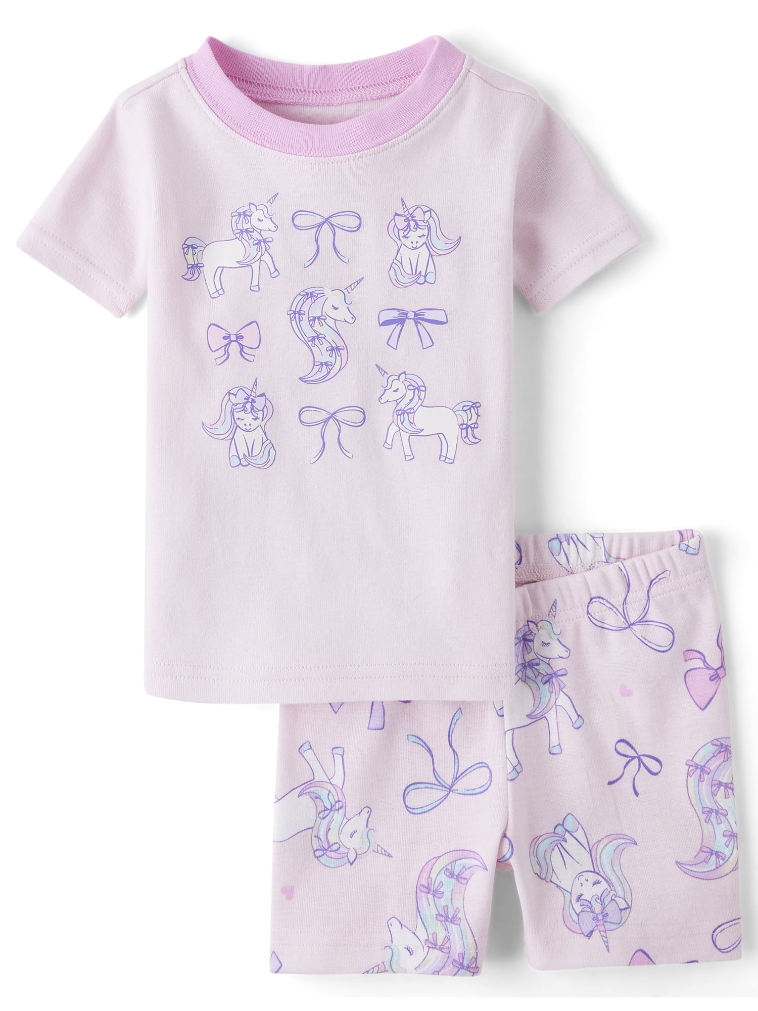 The Children's Place Baby & Toddler Girls Short Sleeve Unicorn Snug Fit PJs, Sizes 12M-5T
