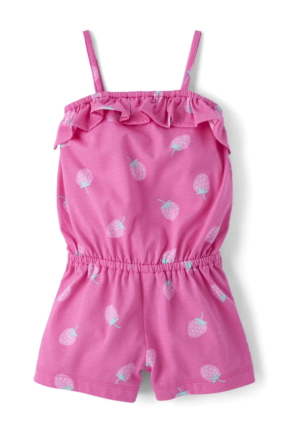 Baby & Toddler Girls Sleeveless Printed Ruffle Romper, Sizes 6M-5T