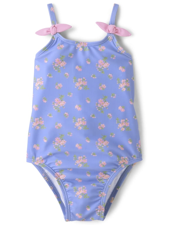 Baby & Toddler Girls Sleeveless Tie Shoulder One Piece Swimsuit, Sizes 6M-5T
