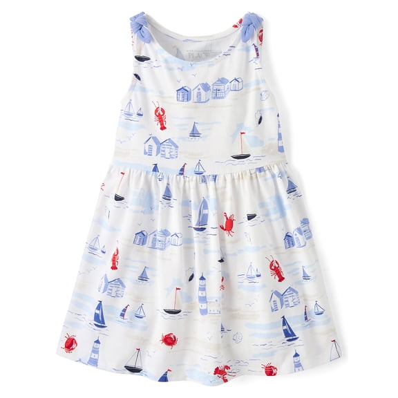 The Children's Place Baby & Toddler Girls Sleeveless Tie Shoulder Print Dress, Sizes 6M-5T