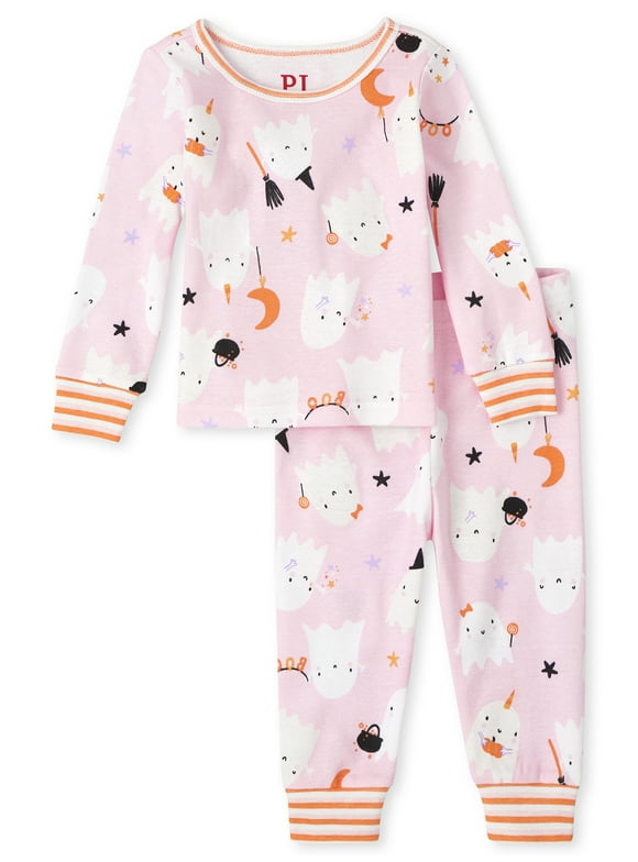 Baby, Toddler, & Girls Snug Fit Glow-in-the-Dark Ghosts Cotton Pajamas, Sizes NB-16