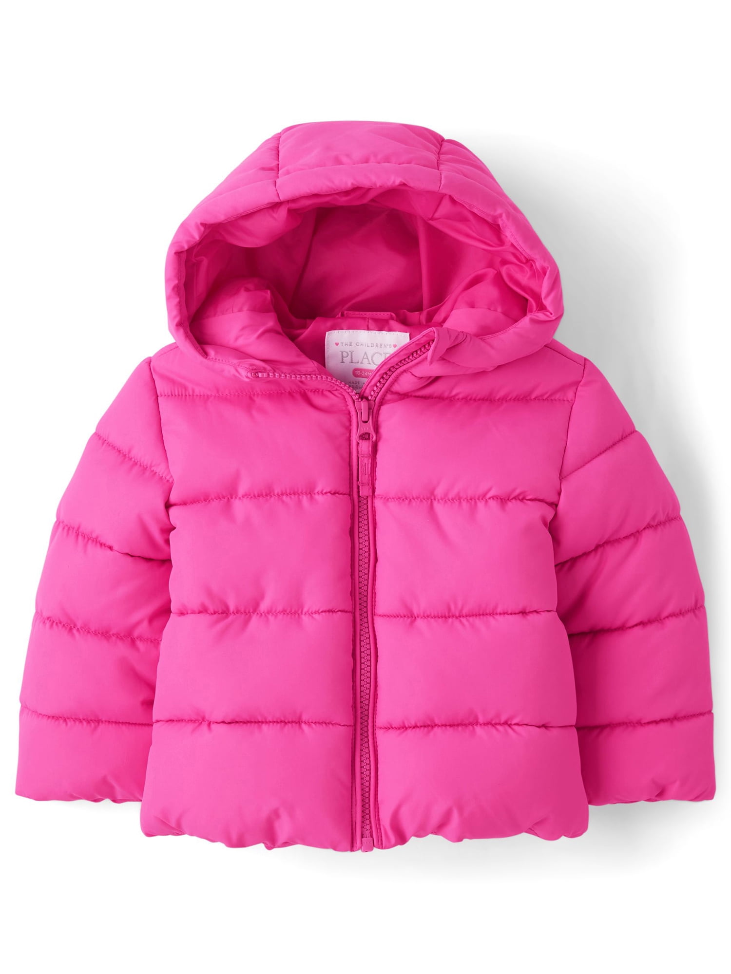 The Children's Place Toddler Girls Hooded Zip-Up Puffer Jacket, Sizes 12M-5T