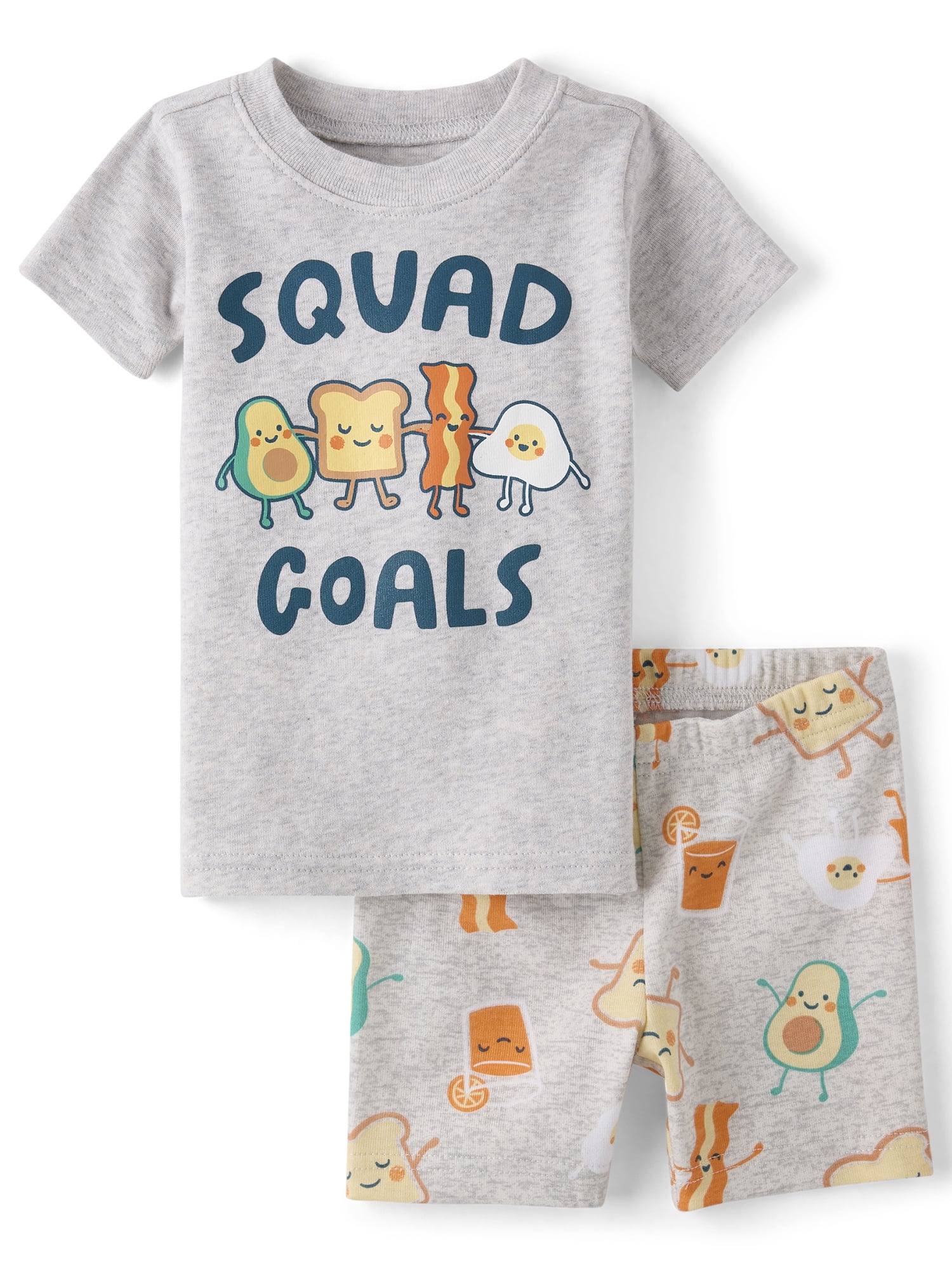 The Children's Place Baby & Toddler Short Sleeve Breakfast Squad Snug Fit PJs, Sizes 12M-5T