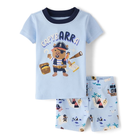 The Children's Place Baby & Toddler Short Sleeve Capybara Pirate Snug Fit PJs, Sizes NB-6T
