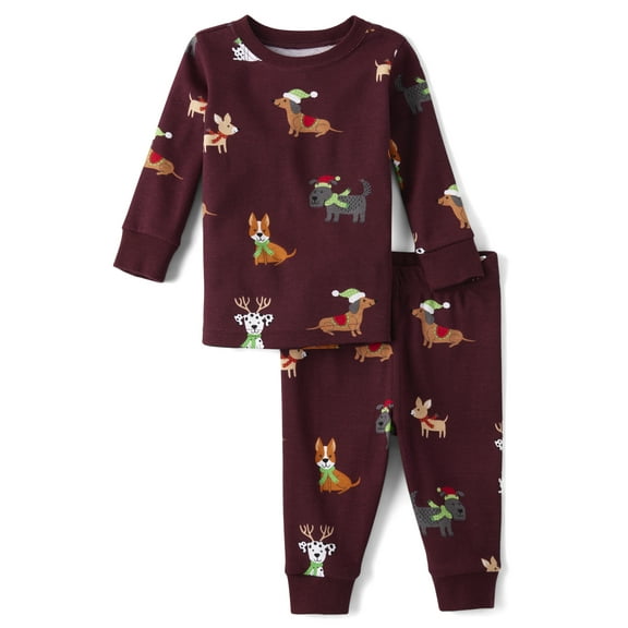 The Children's Place Baby Unisex Matching Family Holiday Dog Snug Fit Cotton Pajamas, Sizes 0-24 Months