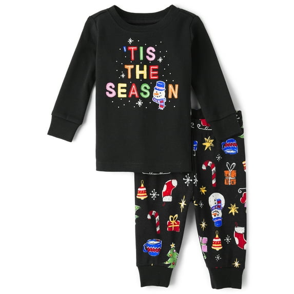 The Children's Place Toddler Unisex Matching Family Glow-in-the-Dark Christmas Snug Fit Cotton Pajamas, Sizes 2T-5T