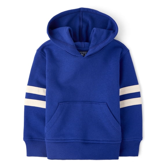 The Children's Place Baby and Toddler Boys Active Long Sleeve Varsity Stripe Premium Fleece Hoodie, Sizes 6M-5T