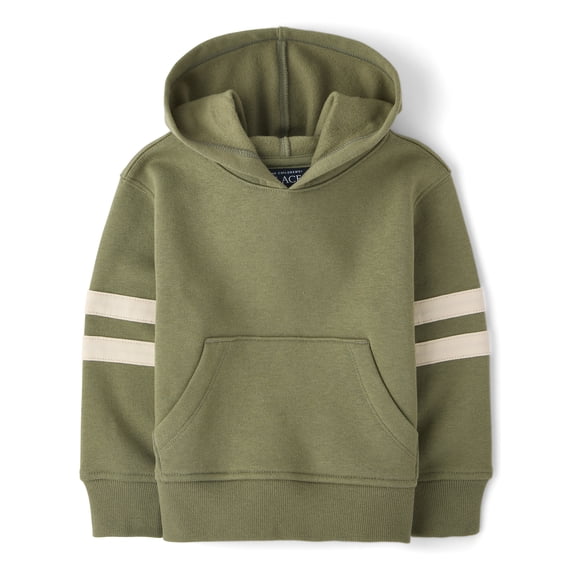 The Children's Place Baby and Toddler Boys Active Long Sleeve Varsity Stripe Premium Fleece Hoodie, Sizes 6M-5T