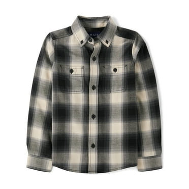 The Children's Place Boys Long Sleeve Button Up Flannel Shirt, Sizes XS-XXL