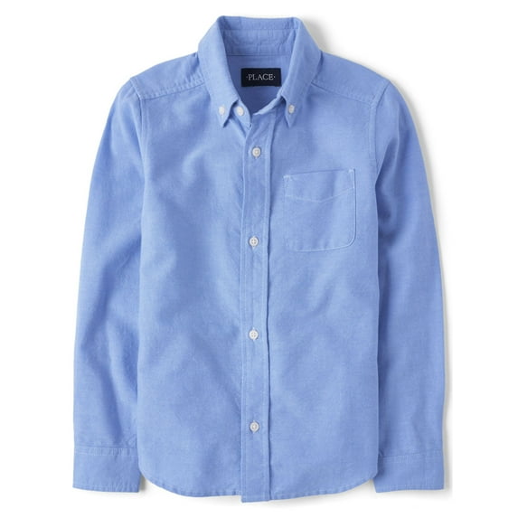 The Children's Place Boys Uniform Long Sleeve Oxford Button Up Shirt, Sizes XS-XXL