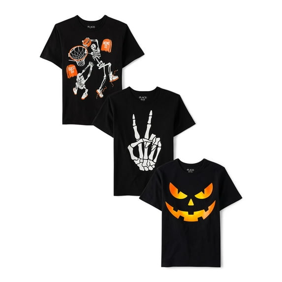 The Children's Place Boys Short Sleeve Halloween T-Shirt, 3-Pack, Sizes XS-XXL