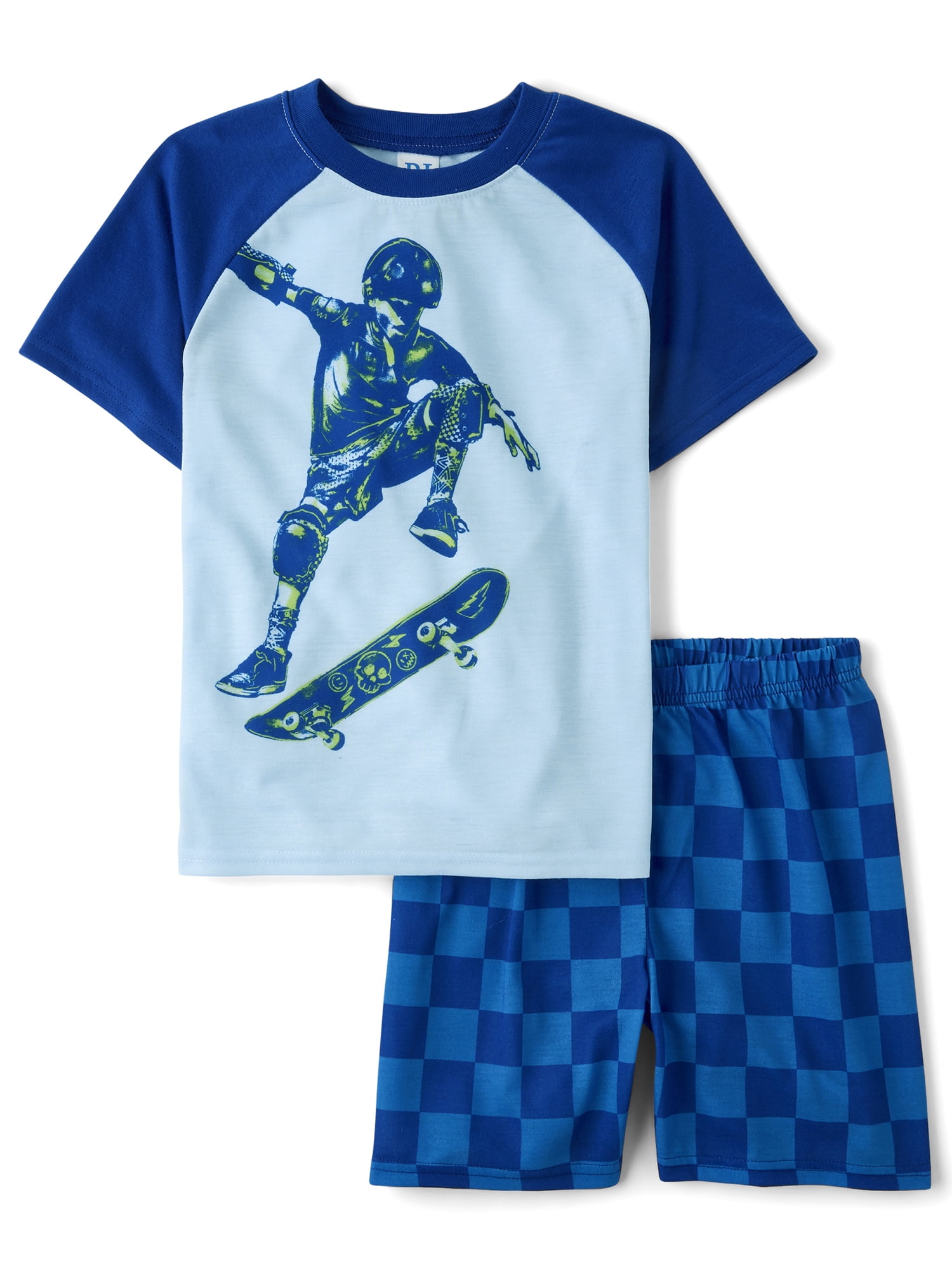 The Children's Place Big Boys Short Raglan Sleeve Skateboarder PJs, 2-Piece, Sizes XS-XXL