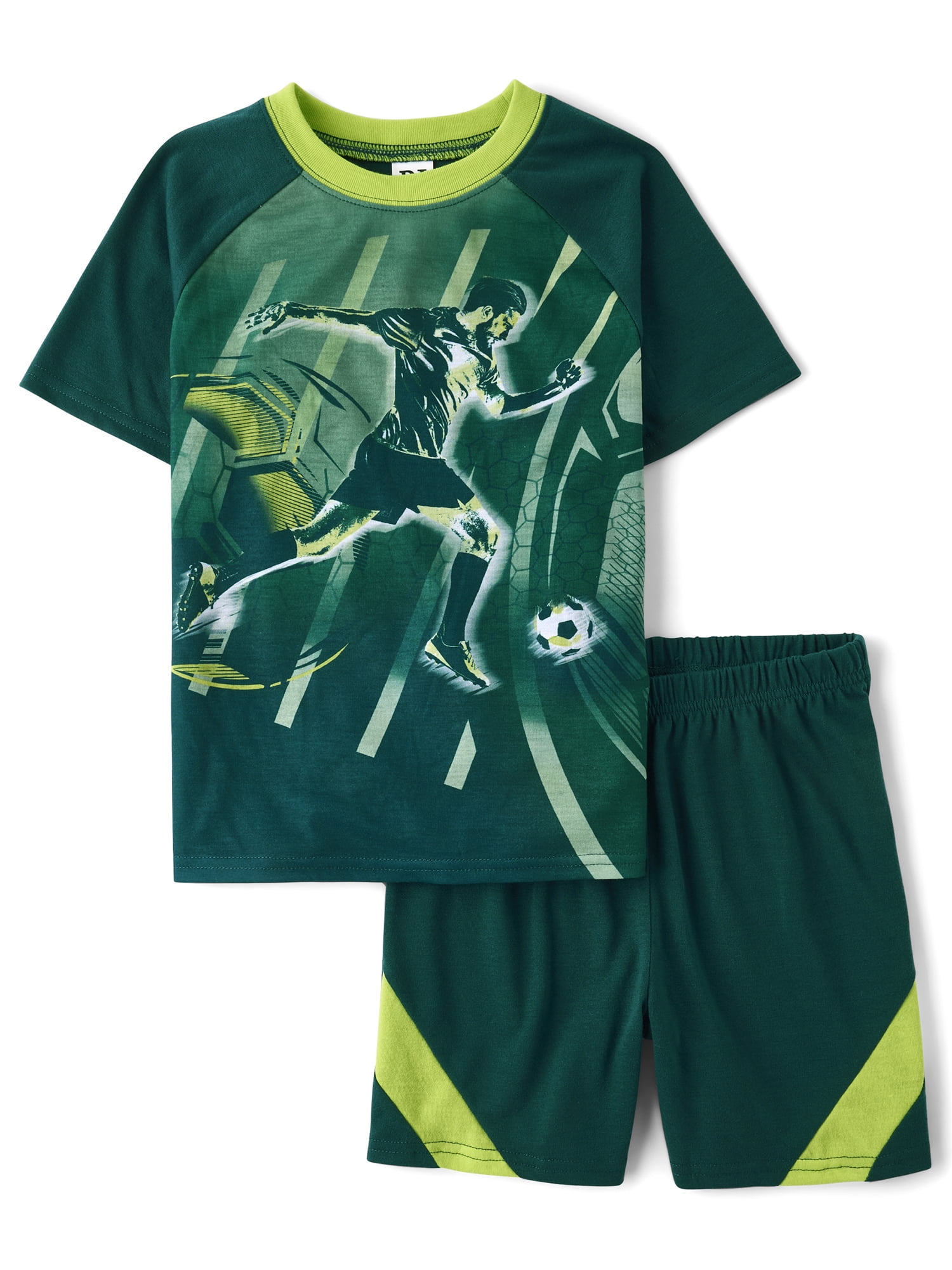 The Children's Place Big Boys Short Raglan Sleeve Soccer Player PJs, 2-Piece, Sizes XS-XXL