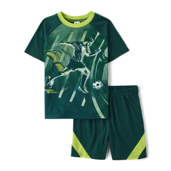 The Children's Place Big Boys Short Raglan Sleeve Soccer Player PJs, 2-Piece, Sizes XS-XXL