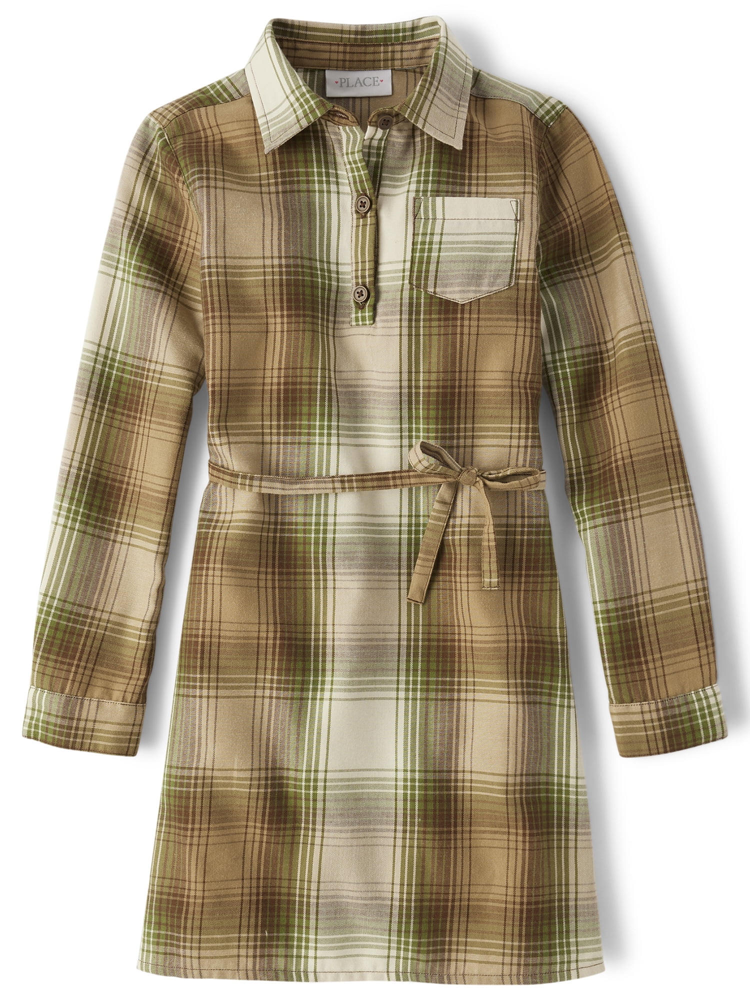 The Children s Place Girls Long Sleeve Ribbed Plaid Drop Waist Dress Sizes XS XXL