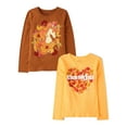 thumbnail image 1 of The Children's Place Girls Long Sleeve Thankful Graphic Tee, 2-Pack, Sizes XS-XXL, 1 of 3