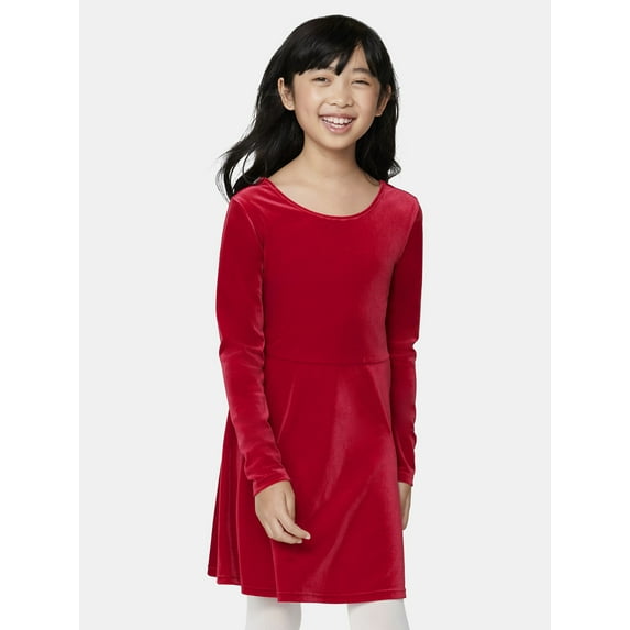 The Children's Place Big & Little Girls Long Sleeve Christmas Velour Dress, Sizes 6M-XXL