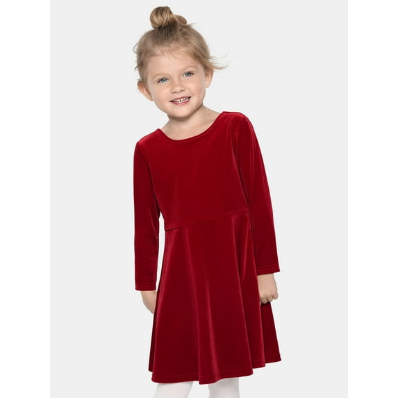 The Children's Place Big & Little Girls Long Sleeve Christmas Velour Dress, Sizes 6M-XXL