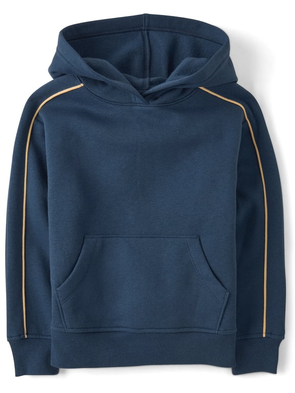 Boys Active Long Sleeve Side Stripe Premium Fleece Hoodie, Sizes XS-XXL