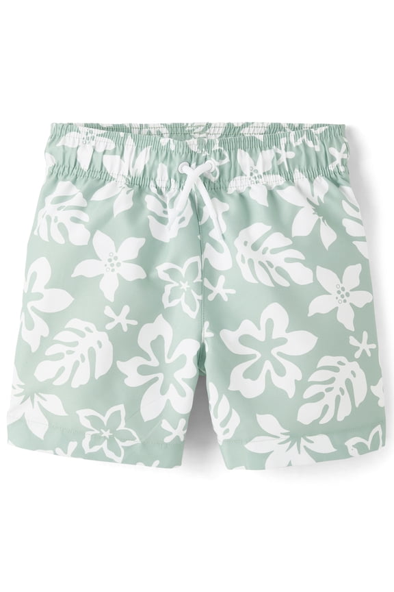 Boys Allover Print Swim Trunks, Sizes XS-XXL